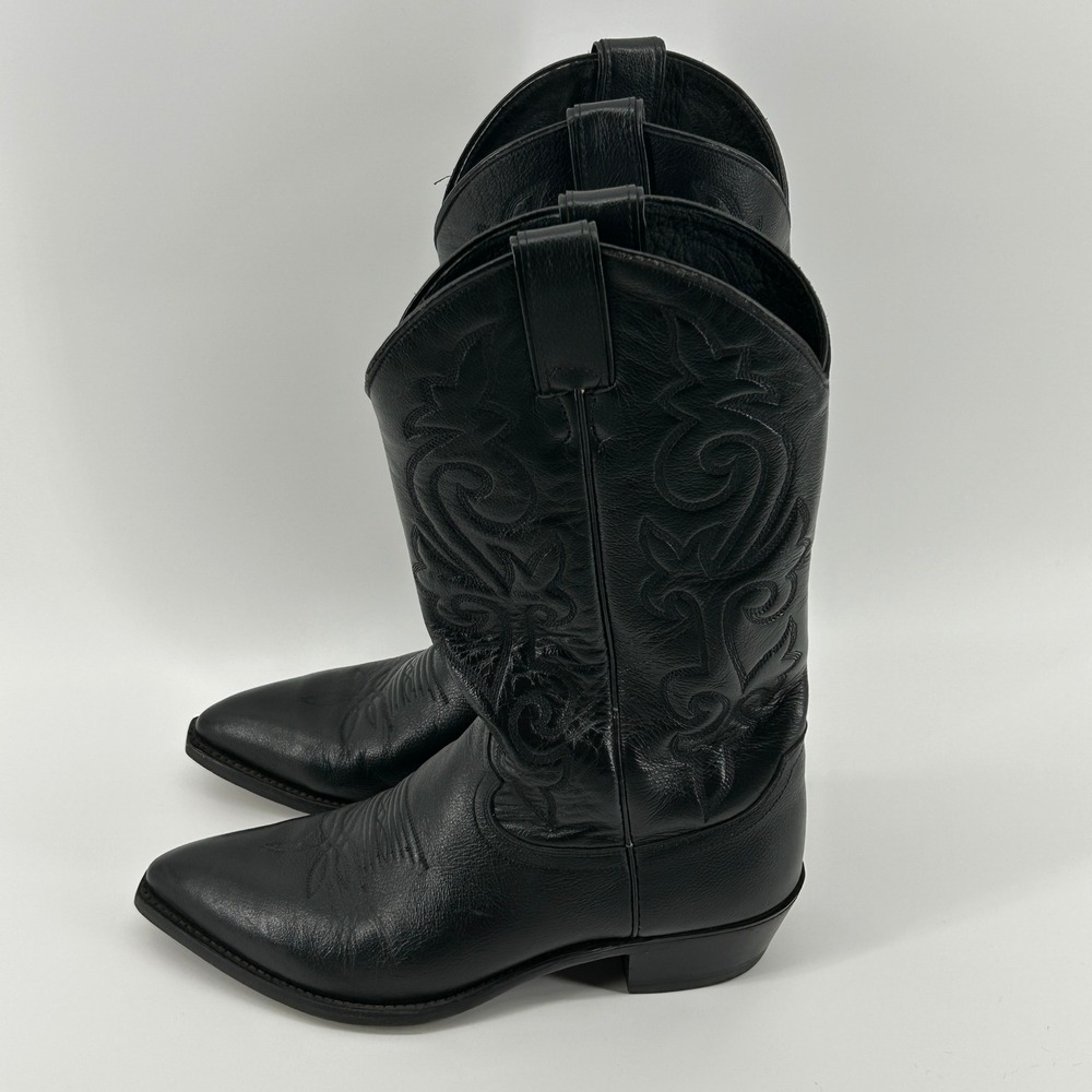 Justin 1434 Classic Black Leather Corona Cowhide Western Cowboy Boots Men 8.5 EE